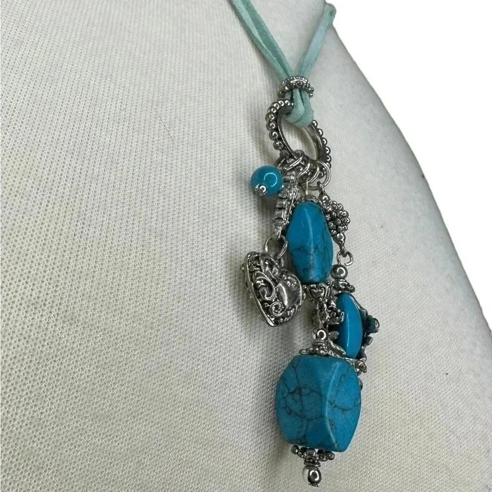 Silver turquoise charm necklace women’s jewelry